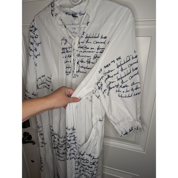 Shein Vcay Plus Size Women's Sz 16 (2XL) Collared Swing Dress White Swiftie NWT - Picture 8 of 9